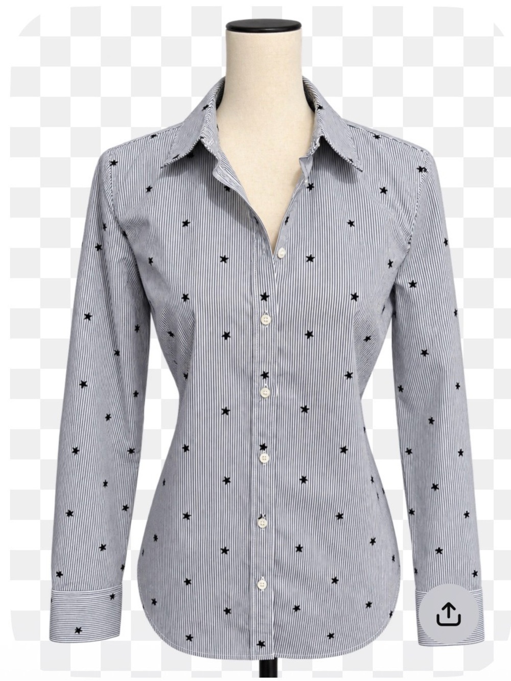 Banana Republic Shirt Riley Tailored Fit Gray/Blue Stripes & Stars NWT Size 6